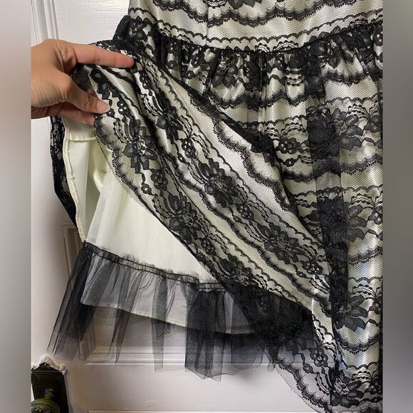 GUNNE SAX Jessica McClintock Strapless Floral Lace Overlay Prom Dress Sz 9 - Picture 6 of 13